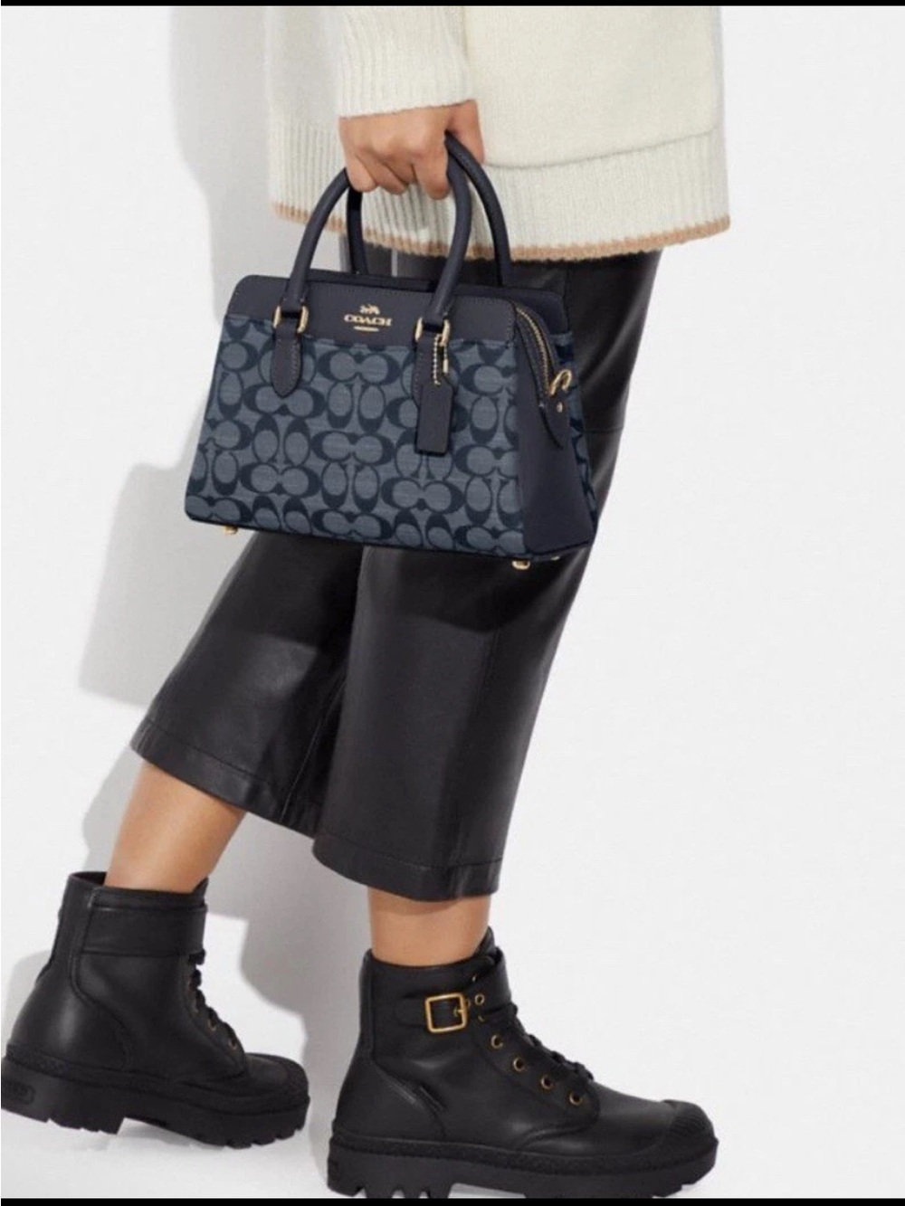 COACH Mini Darcie Carryall Bag In Signature Chambray Denim Midnight Blue
